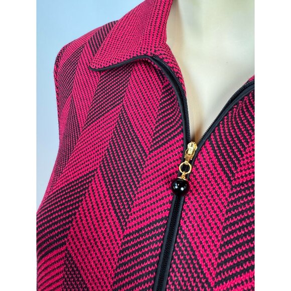 St. John Collection By Marie Gray K716335 Chevron Knit Zip-Up Jacket  Size 2 Pin - Picture 2 of 16